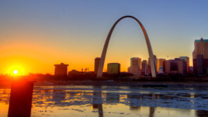 Gateway Arch at sunset