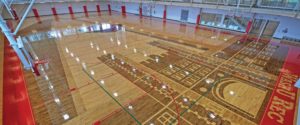New basketball floor in gym