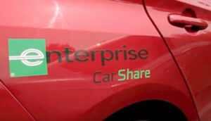 red CarShare car